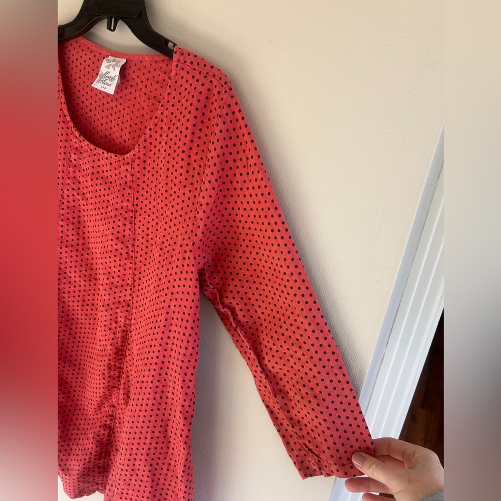 VTG MATCH POINT 90s 100% Linen Polka Dot Oversized Lagenlook Tunic USA Made | S - Picture 6 of 9